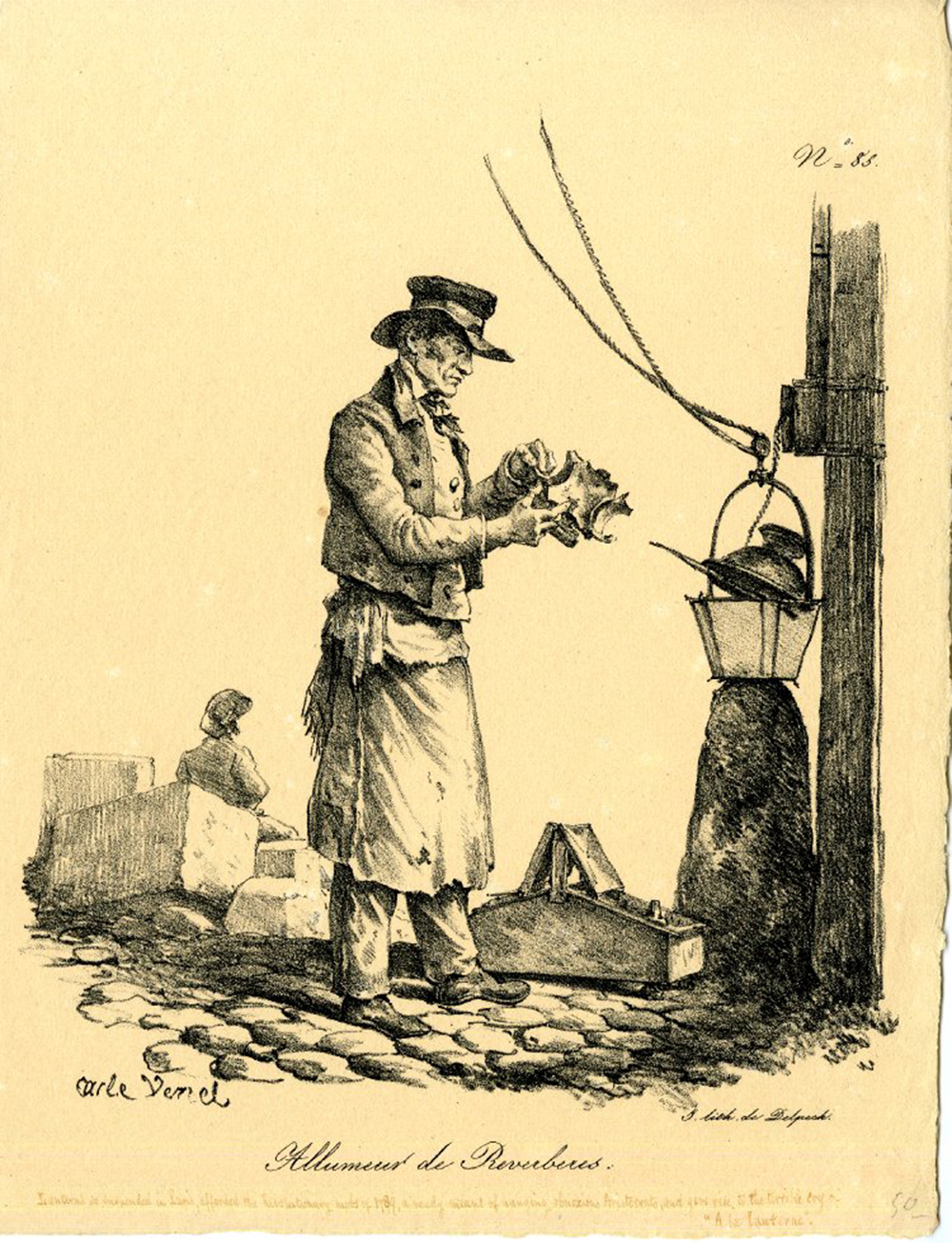 Lamplighter, lithograph by Carle Vernet, 1816–1836. © The Trustees of the British Museum.