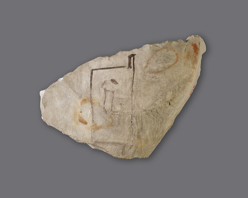 Ostracon with sketch of a door, Egypt, c. 664 BC.