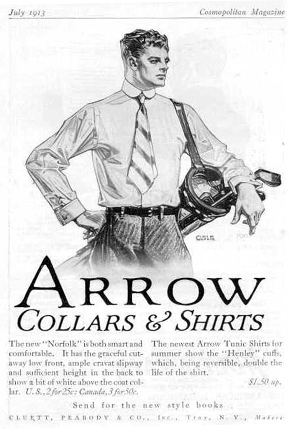 Arrow Collar ad by J.C. Leyendecker, 1913. Wikimedia Commons.