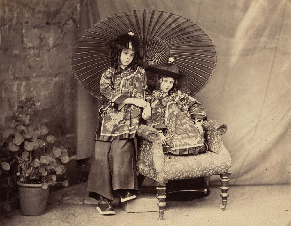Lorina and Alice Liddell in Chinese Dress, by Lewis Carroll, 1860