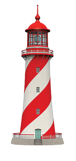 Red and white striped lighthouse