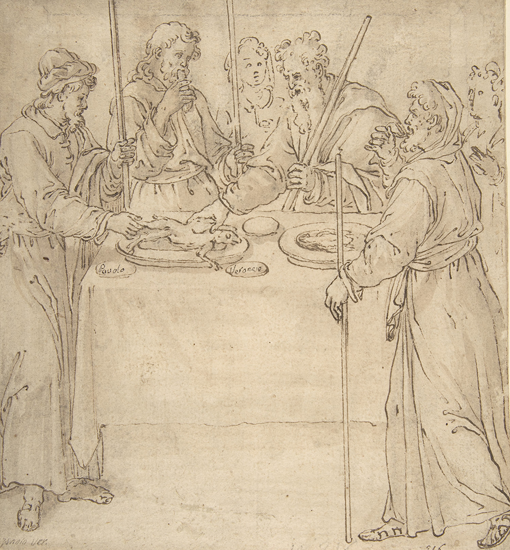 Four Travelers Sharing a Meal, mid-sixteenth century. The Metropolitan Museum of Art, Gift of Harry G. Friedman.