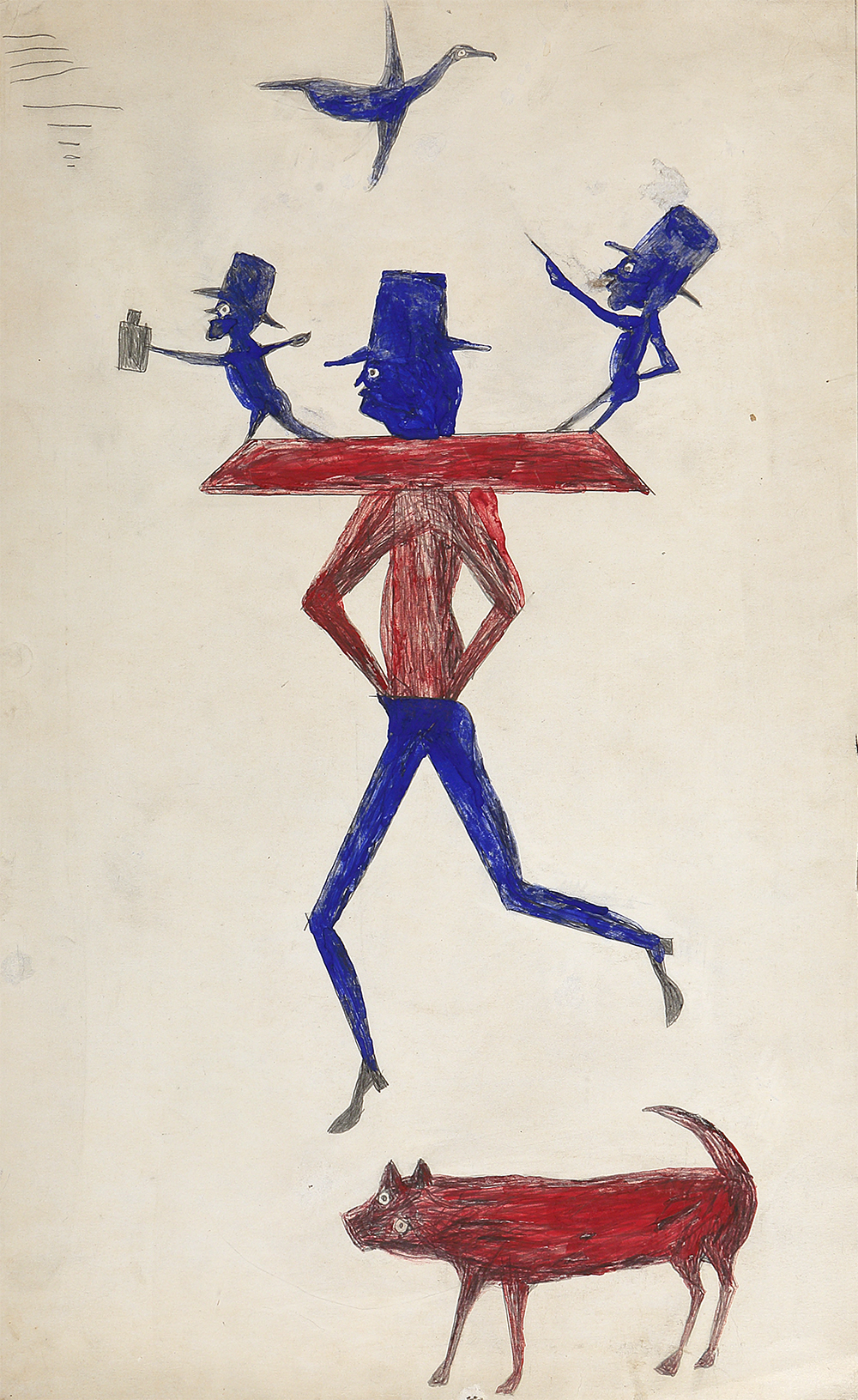 Man with Yoke, by Bill Traylor, c. 1939. Private Collection. Photo by Bonnie H. Morrison, NYC.