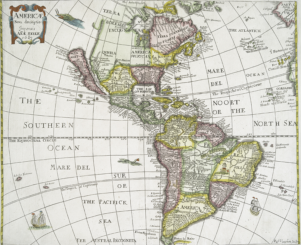 Americæ nova descriptio, by Peter Heylyn, 1663. The New York Public Library, Lionel Pincus and Princess Firyal Map Division.