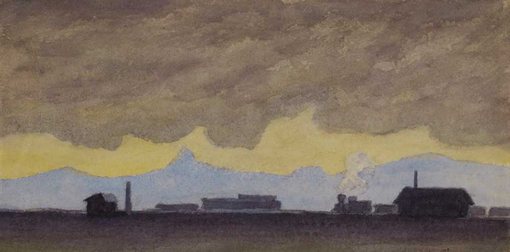 Train Landscape in Arizona, by Louis Eilshemius, 1890.