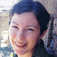 Smiling woman with short dark hair