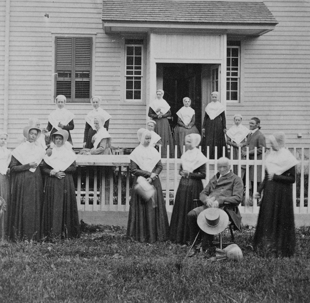 Group of Shakers in Mount Lebanon, New York, c. 1870. Photograph by James E. Irving.