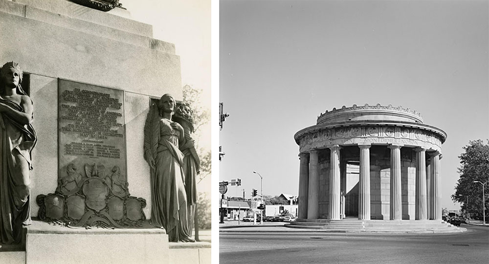 Left: All Wars Memorial to Colored Soldiers and Sailors in Philadelphia, c. 1934. Right: All-War Memorial, Atlantic City, c. 1933.