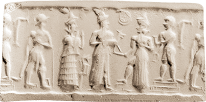 Stone relief of Mesopotamian deities