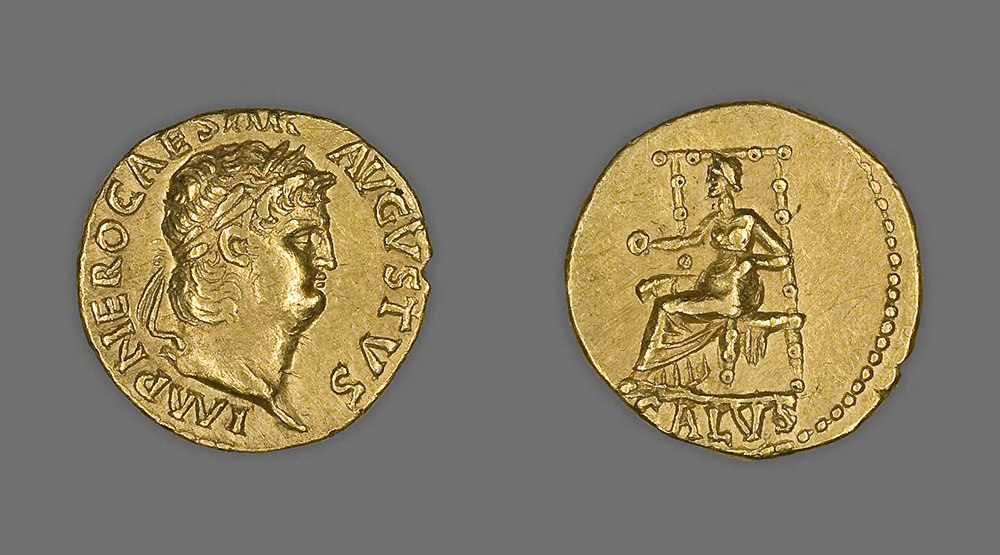 Coin portraying Emperor Nero, c. 66. The Art Institute of Chicago, Gift of William F. Dunham.