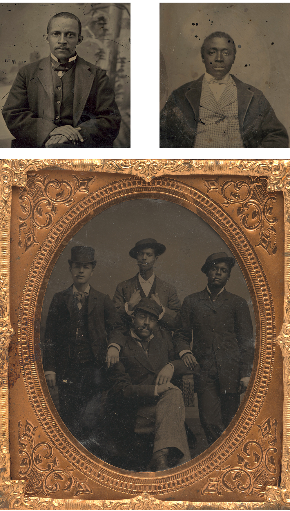 Three tintypes, c. 1856.