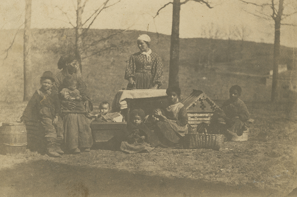 Albumen print of enslaved women and their children near Alexandria, Virginia, c. 1861. Photograph by James E. Larkin.