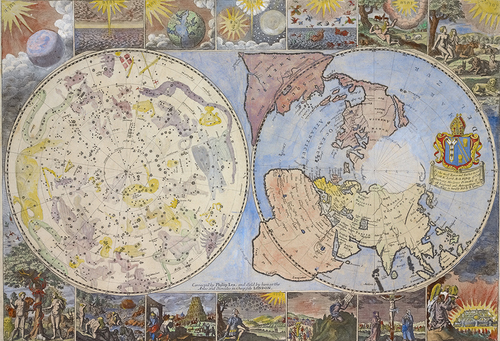 Map of the heavens and the earth, c. 1699. New York Public Library, Lionel Pincus and Princess Firyal Map Division.