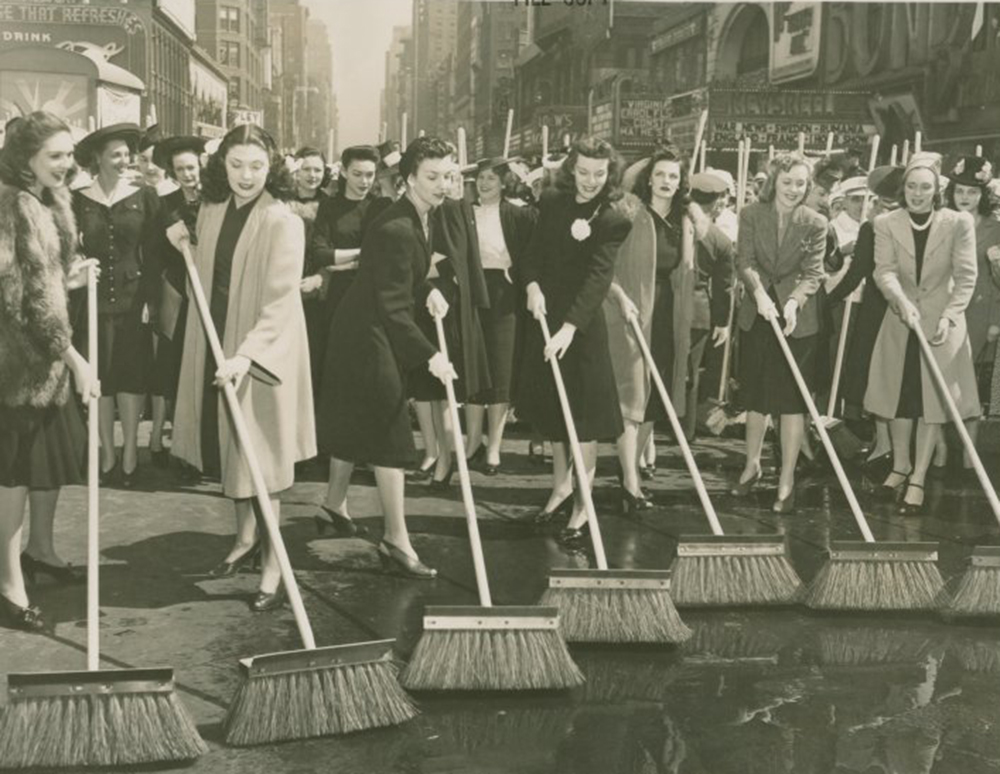 Street cleaning, c. 1940. New York Public Library, Manuscripts and Archives Division.