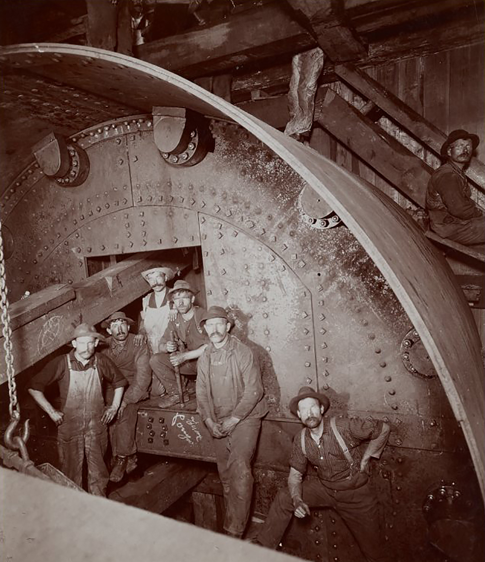 Subway construction workers on break, c. 1901.