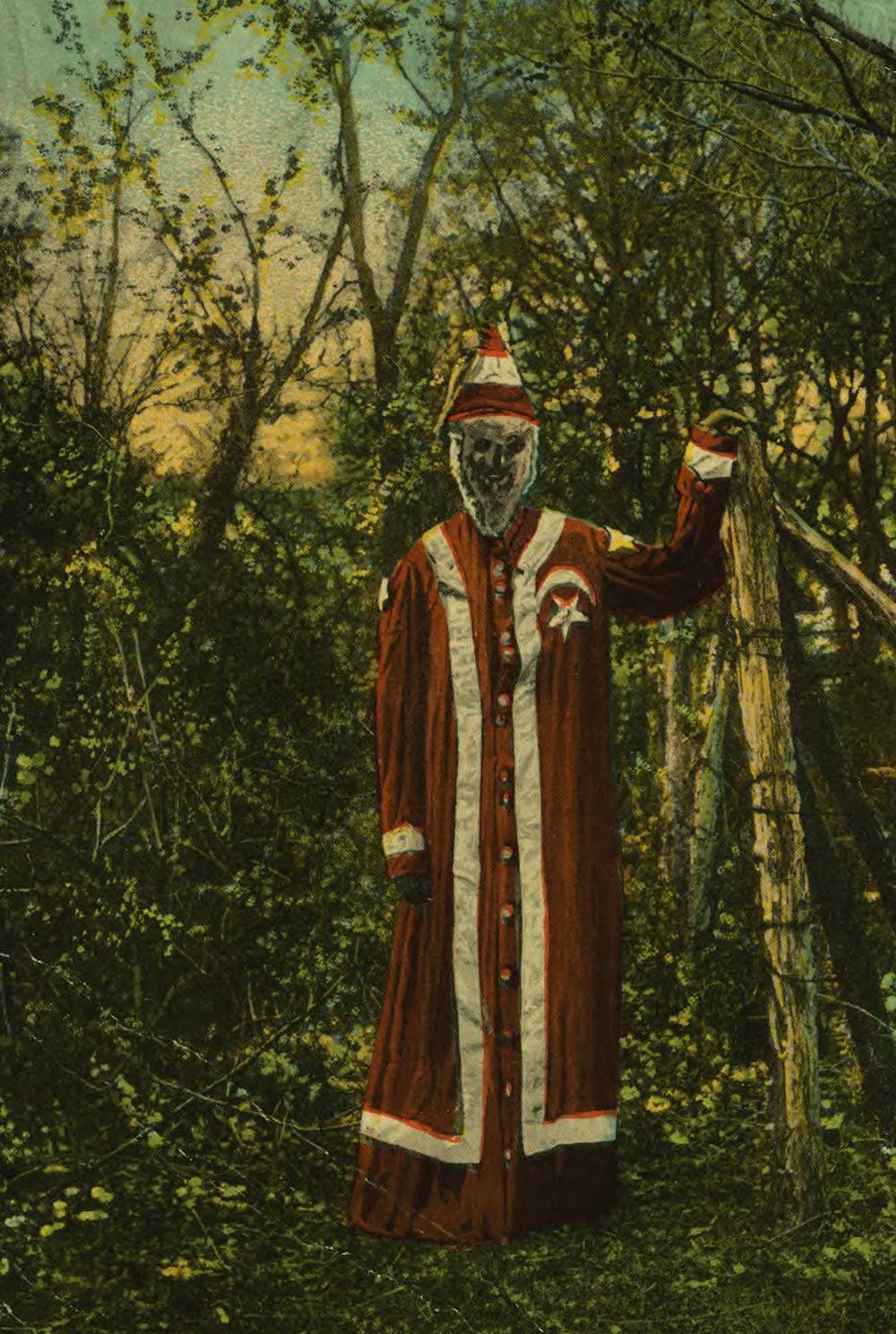 Postcard of an original Ku Klux Klan costume, c. 1930.