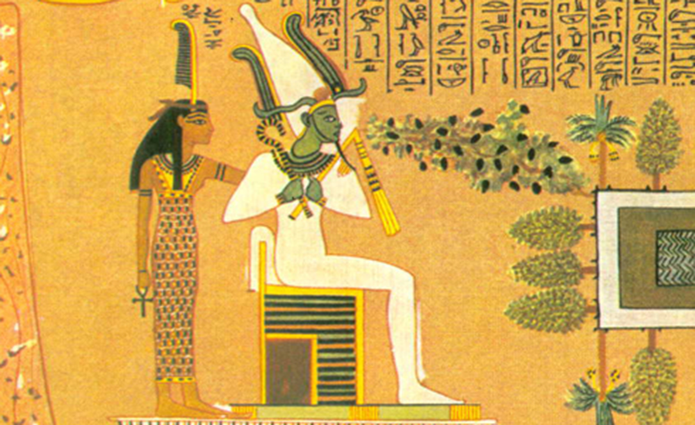 Papyrus with a depiction of Osiris, god of the dead.