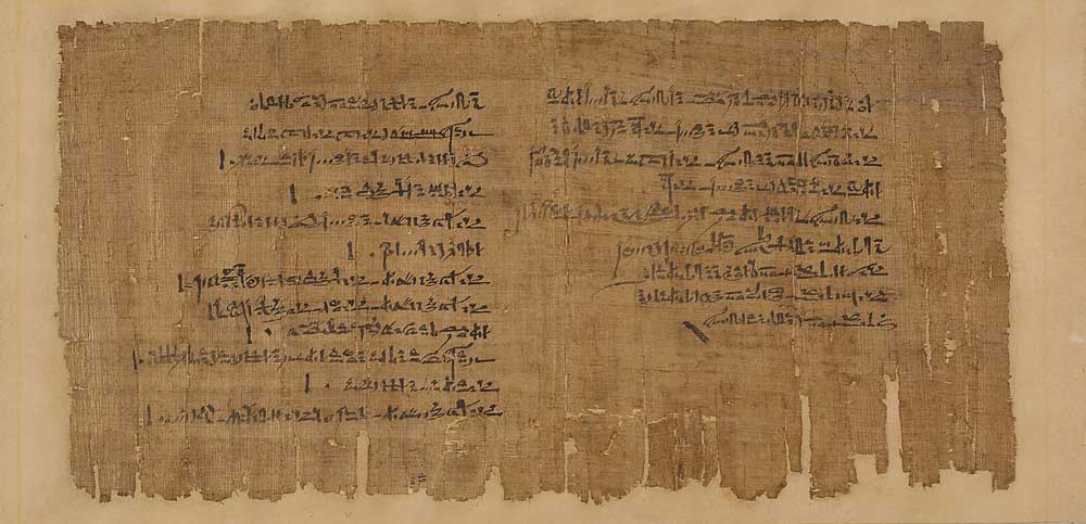 Sheet of papyrus with writing on it.