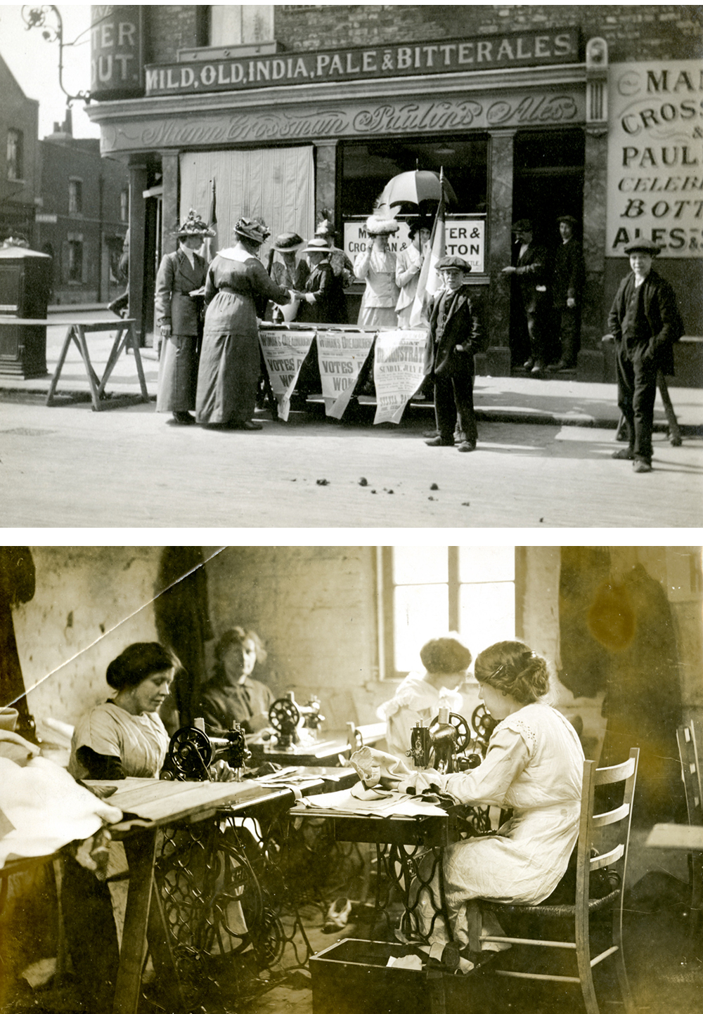 Photographs of the East London Federation of Suffragettes by Norah Smyth, c. 1914.