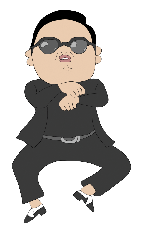 Cartoon of Psy dancing Gangnam Style
