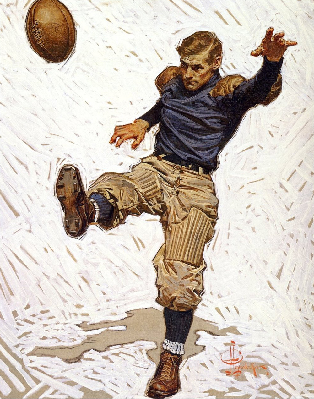 The Punter, by J.C. Leyendecker, from The Saturday Evening Post, 1908.