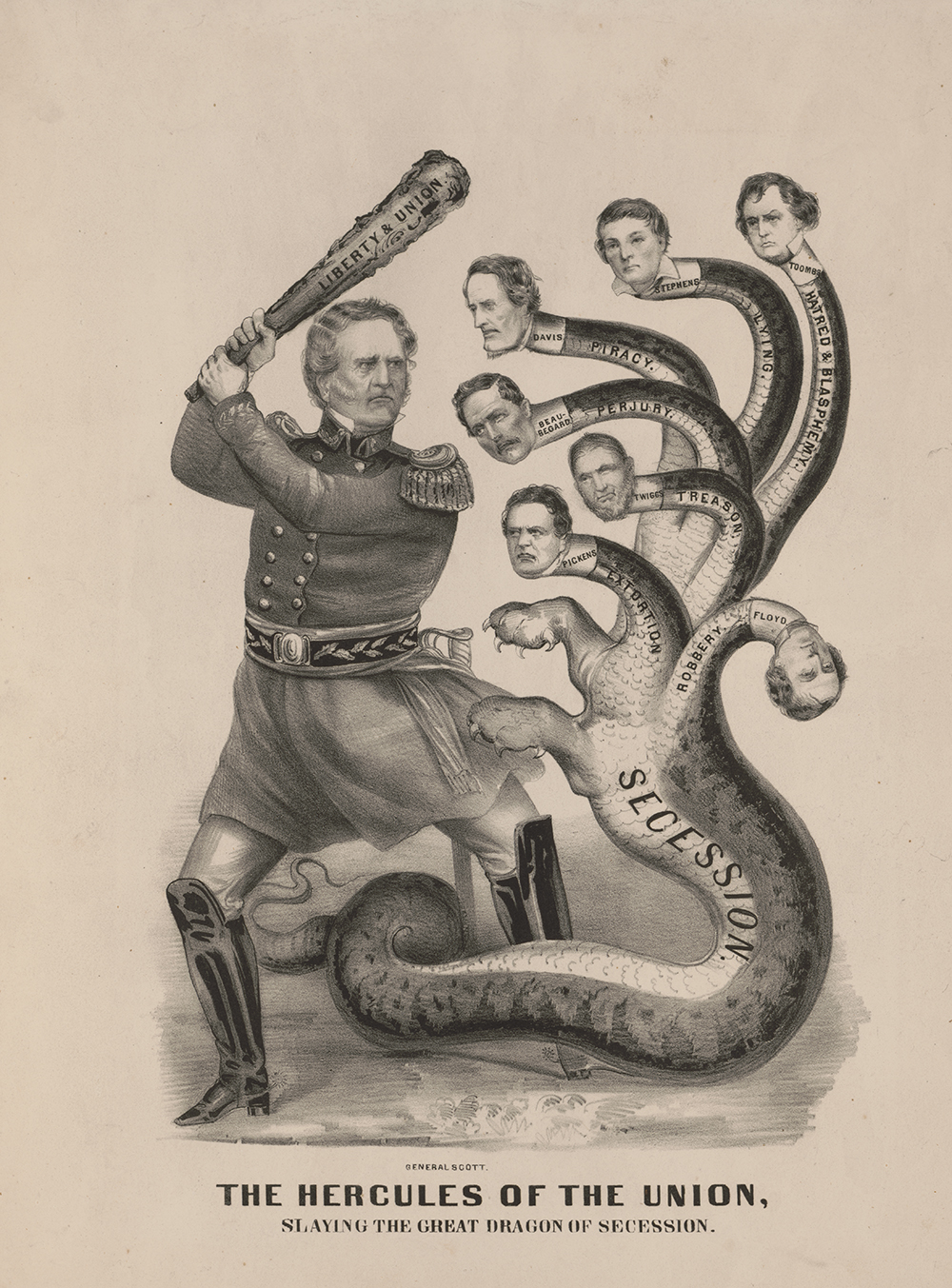 The Hercules of the Union, Slaying the Great Dragon of Secession, by Currier & Ives, 1861. Library of Congress, Prints and Photographs Division.