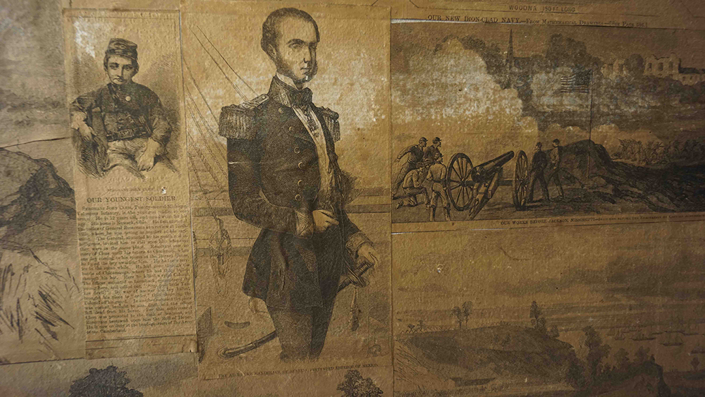 Nathaniel Banks in uniform on the wall of Locke’s house. Photograph by David Bouley and André Phillips.