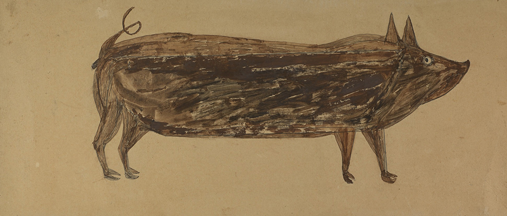 Untitled (Brown Pig), by Bill Traylor, 1940.