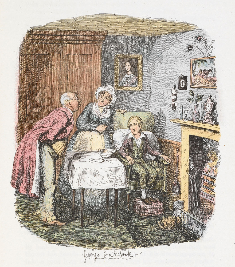 “Oliver Recovering from Fever,” from Charles Dickens’ Oliver Twist, by George Cruikshank, c. 1911. British Library.
