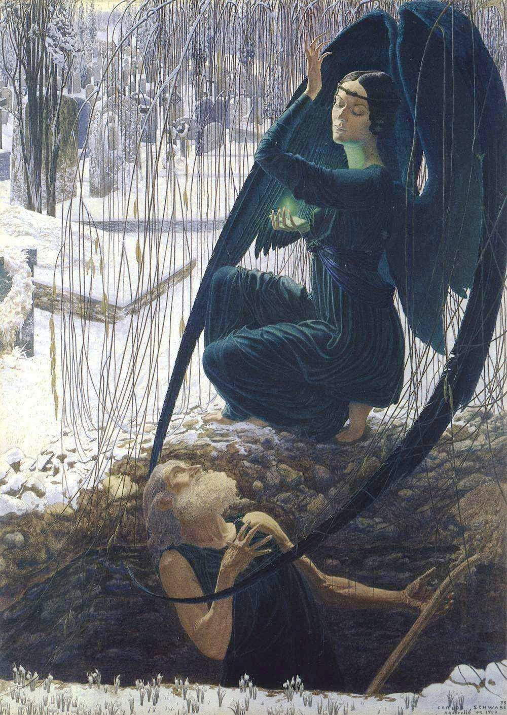 “Death and the Gravedigger,” by Carlos Schwabe, c. 1895.
