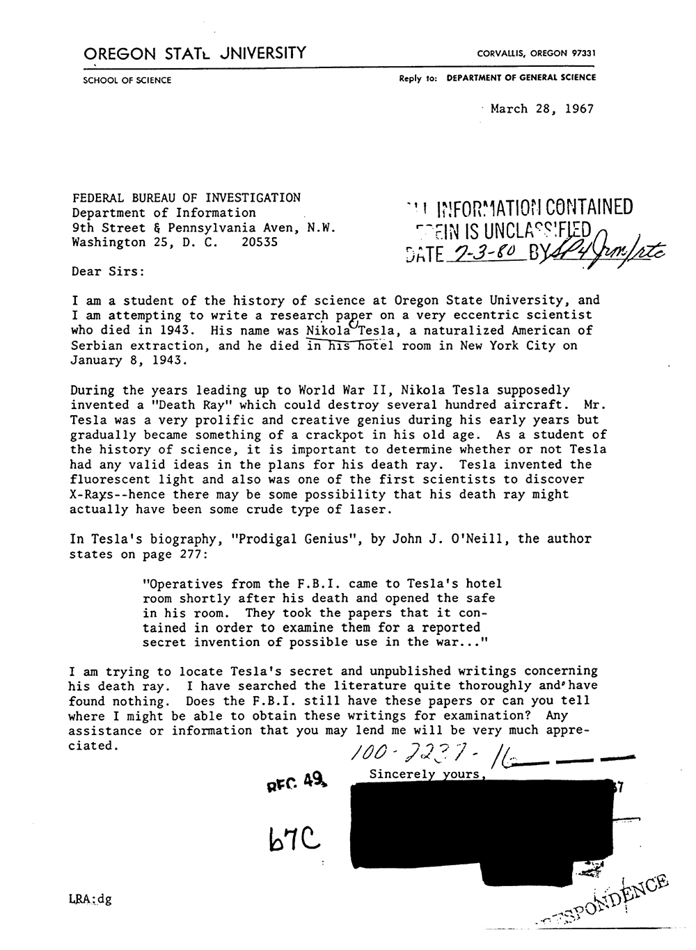 From the Nikola Tesla FBI file, obtained by MuckRock.