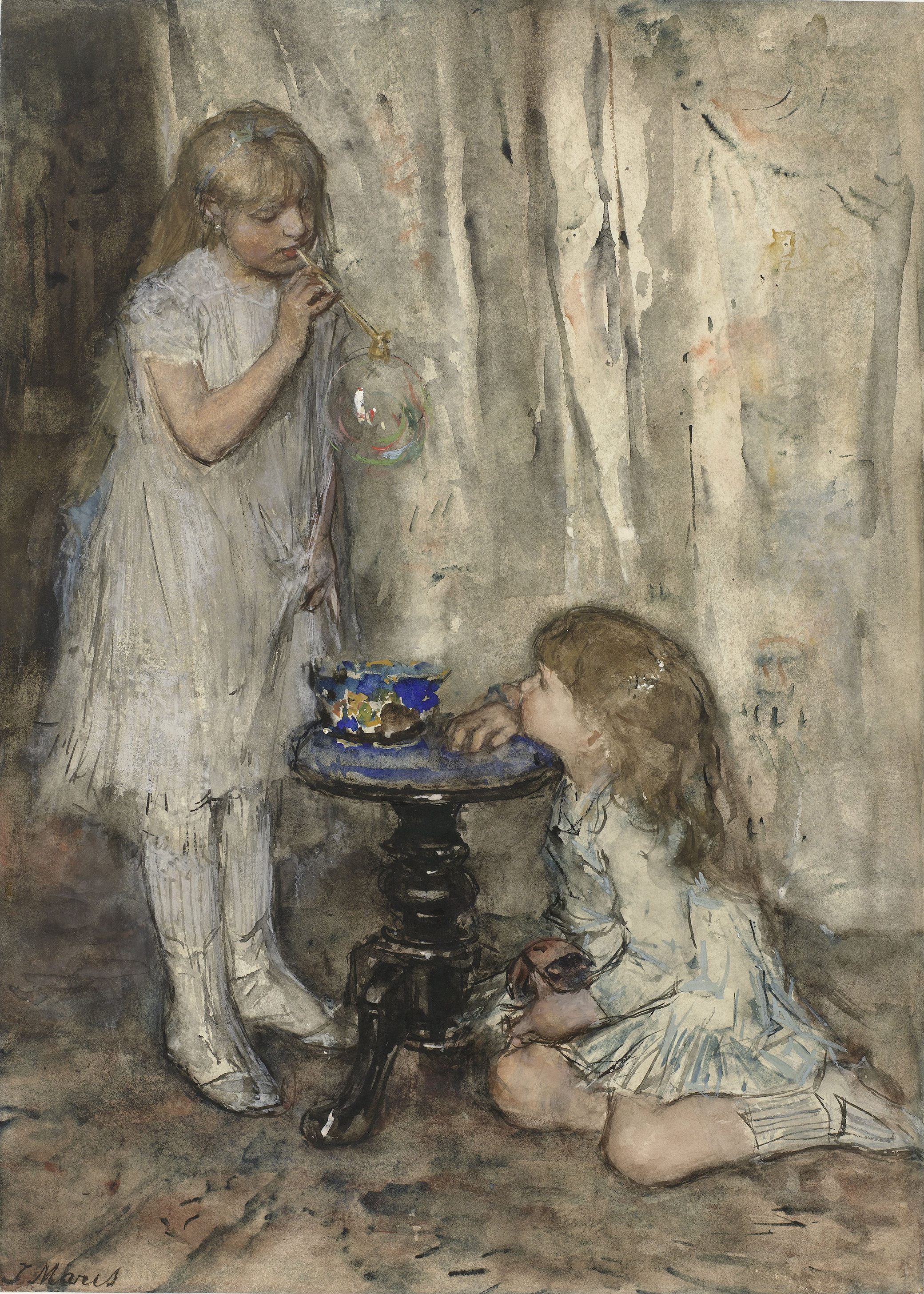 Two Girls Blowing Bubbles, by Jacob Maris, c. 1880.