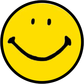 a yellow and black cartoon smiley face.