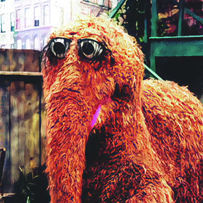 Mr. Snuffleupagus, a brown creature with big eyes and a trunk