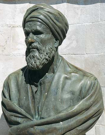 Bust of a bearded man wearing a turban