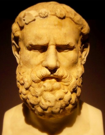 Portrait bust of Greek lyric poet Archilochus.