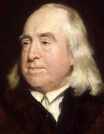 Painted portrait of English philosopher Jeremy Bentham.