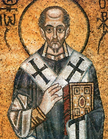 Color mosaic of earl Church father St. John Chrysostom.