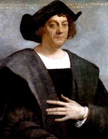 Painted portrait of Italian navigator Christopher Columbus.