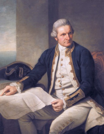 Painted portrait of British explorer James Cook.