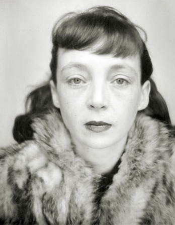 Black and white photograph of French writer and film director Marguerite Duras.