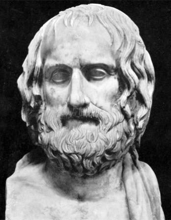 Sculpture bust of Greek dramatist Euripides.
