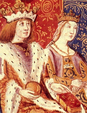 Depiction of Ferdinand II of Aragon and Isabella I of Castile.