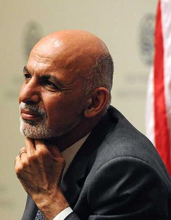 Bald gray-bearded man in a suit with his hand under his chin looking to the left