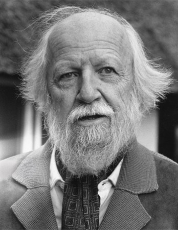 Black and white photograph of William Golding wearing an ascot.
