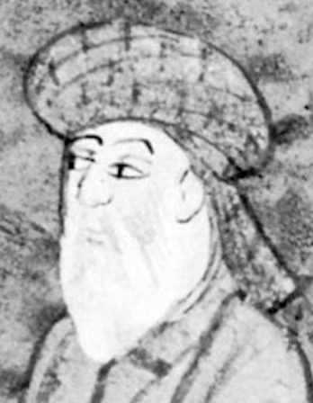 Black and white image of Persian lyric poet Hafez.