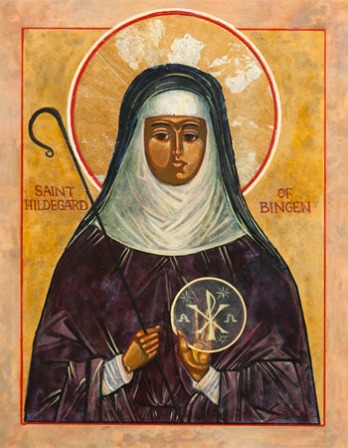 Depiction of German abbess and mystic St. Hildegard.