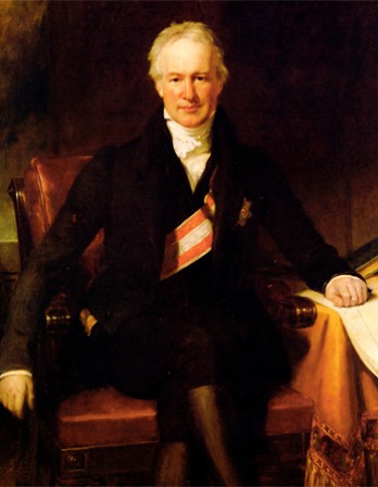 Painted portrait of German naturalist and explorer Alexander von Humboldt.