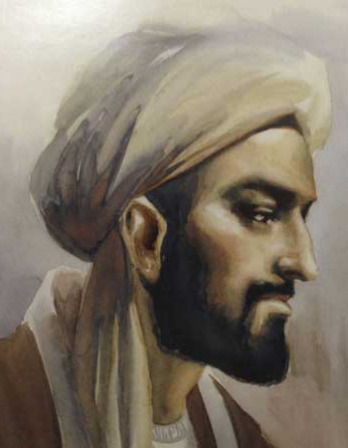 Profile of a bearded man wearing a turban