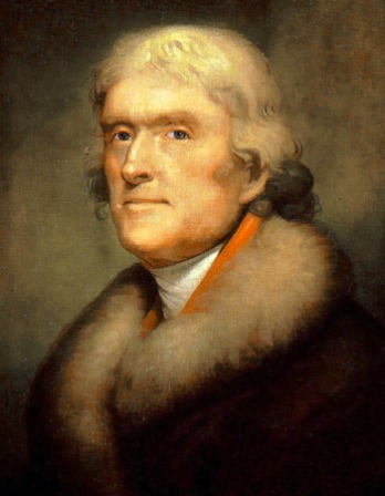 Portrait of third president of the United States Thomas Jefferson.